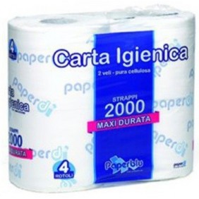 carta igienica 2 veli in rotoli maxi 500 strappi conf. da 4 rotoli